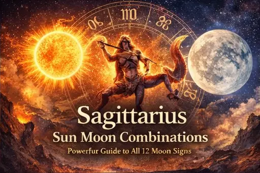 Sagittarius Sun Moon combinations astrology guide showing how Sagittarius identity blends with each Moon sign