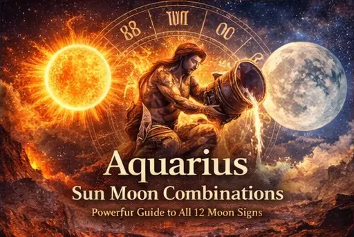 Aquarius Sun Moon combinations astrology guide showing how Aquarius identity blends with each Moon sign