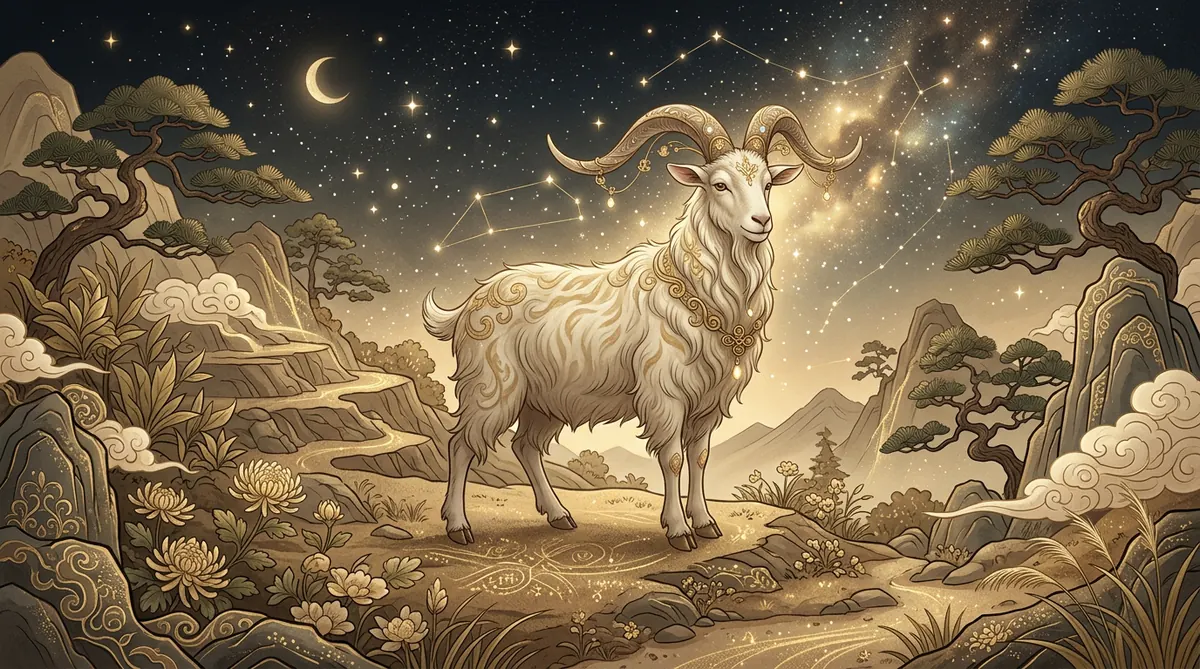 Chinese Goat zodiac sign premium symbolic image