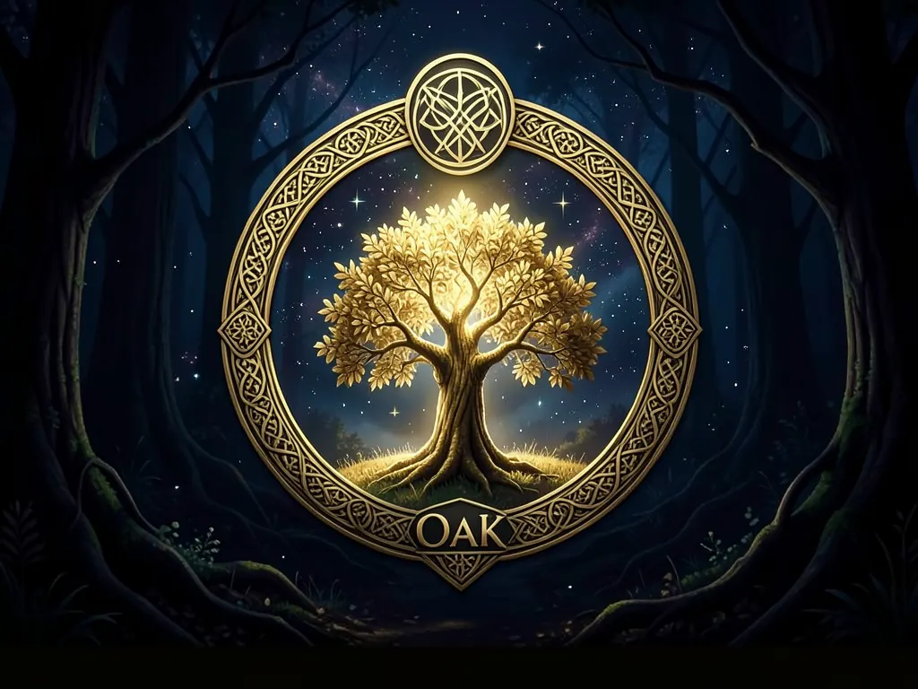 Oak Celtic tree meaning premium illustration representing stability, leadership, and grounded power