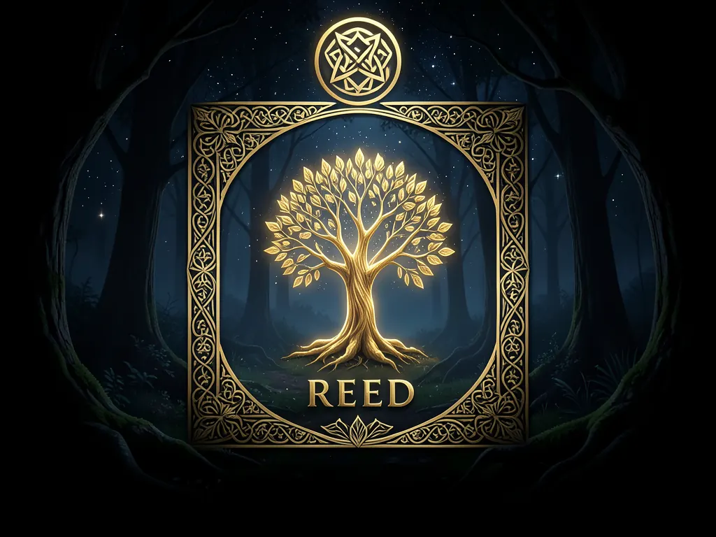 Reed Celtic tree meaning premium illustration representing clarity, directness, and insight into truth