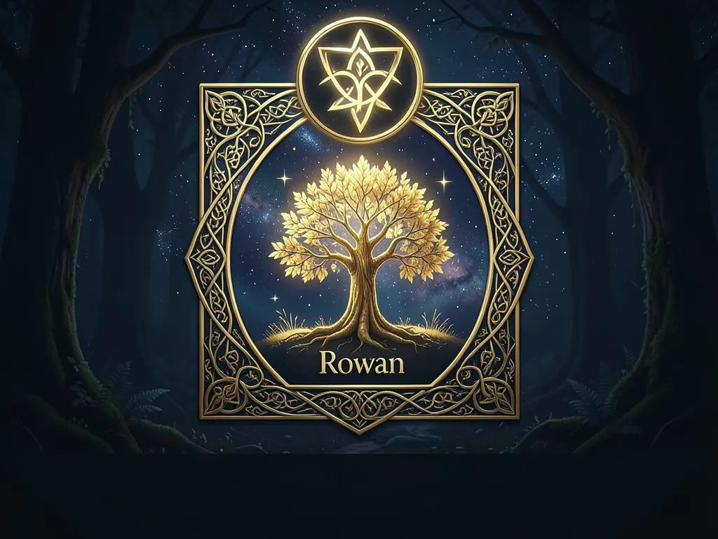 Rowan Celtic tree meaning premium illustration representing insight, protection, and intuitive intelligence