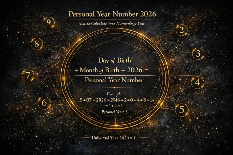 Personal Year Number 2026 calculation formula in numerology with example and symbolic numbers 1 to 9