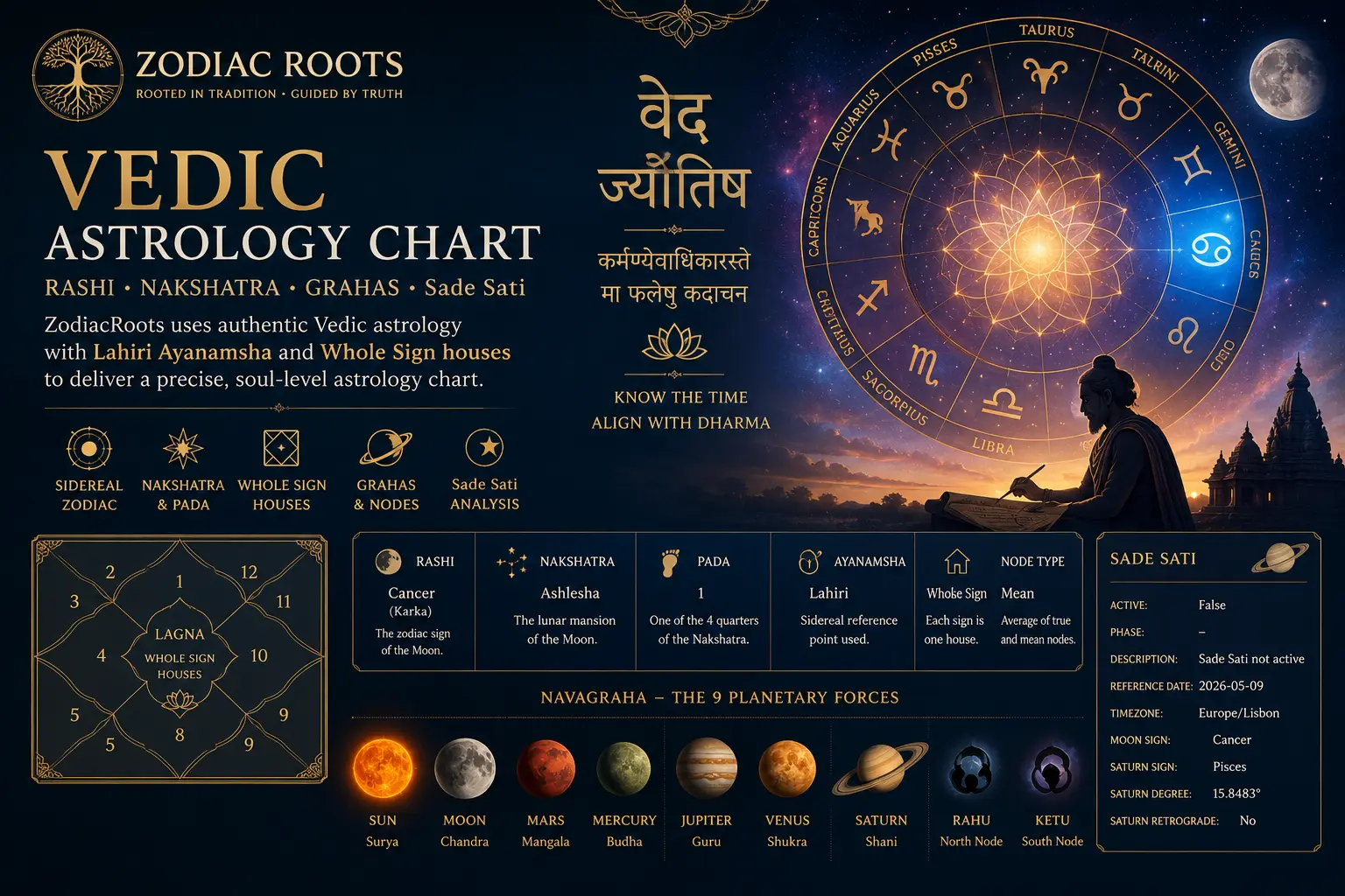 vedic astrology chart rashi nakshatra grahas sade sati zodiacroots