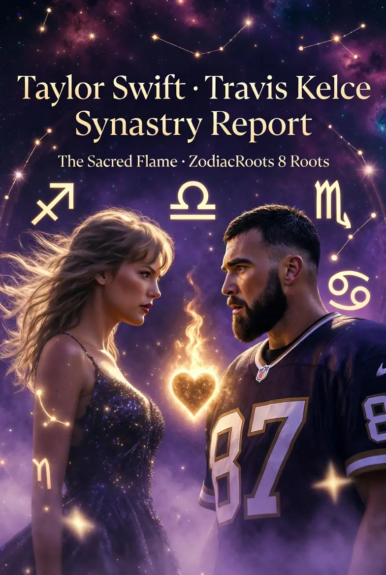 Taylor Swift Travis Kelce Synastry Report Taylor Swift and Travis Kelce Synastry Report featuring The Sacred Flame relationship archetype and ZodiacRoots 8 Roots compatibility analysis
